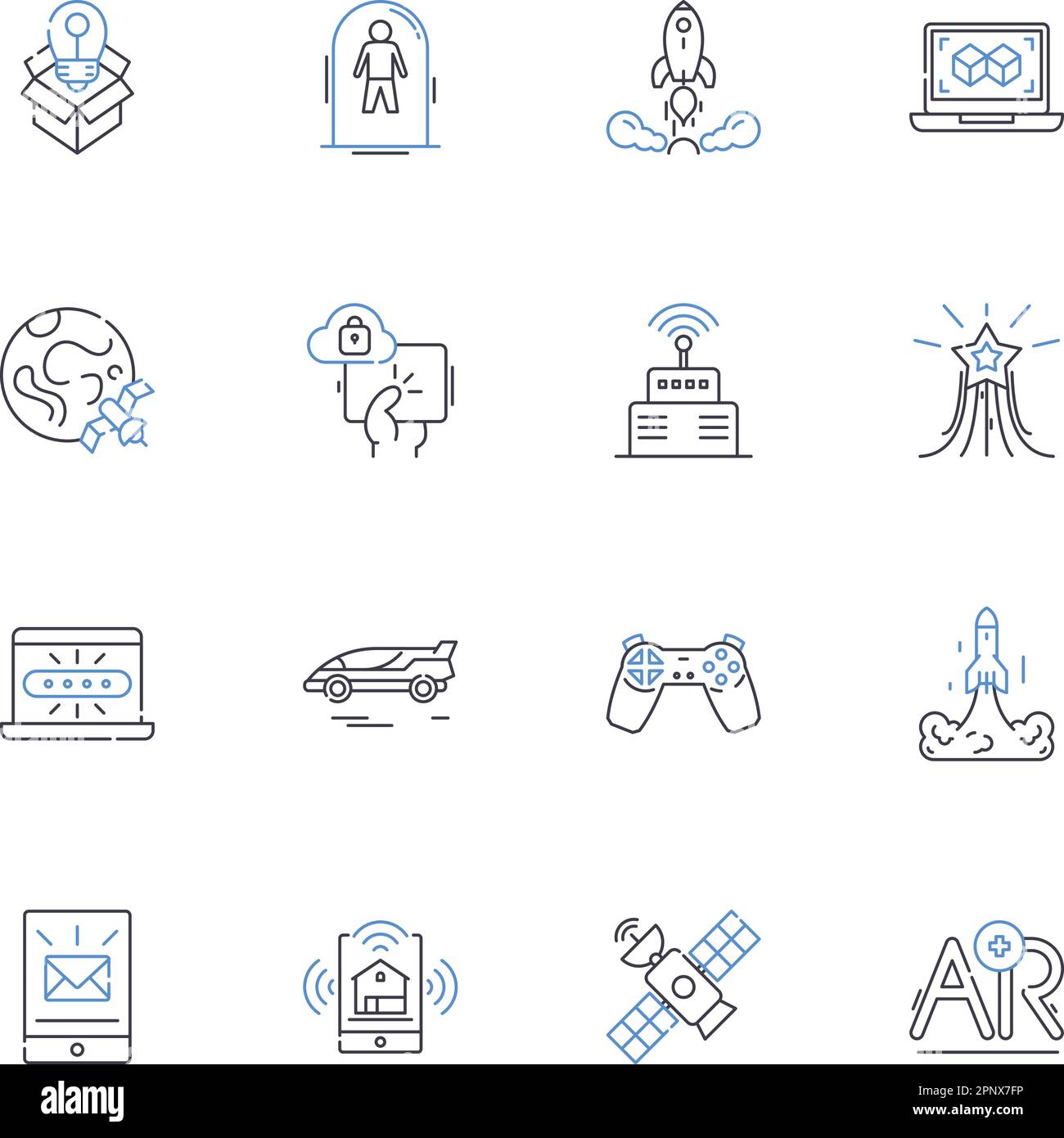 Virtual reality line icons collection. Immersion, Presence, Simulation