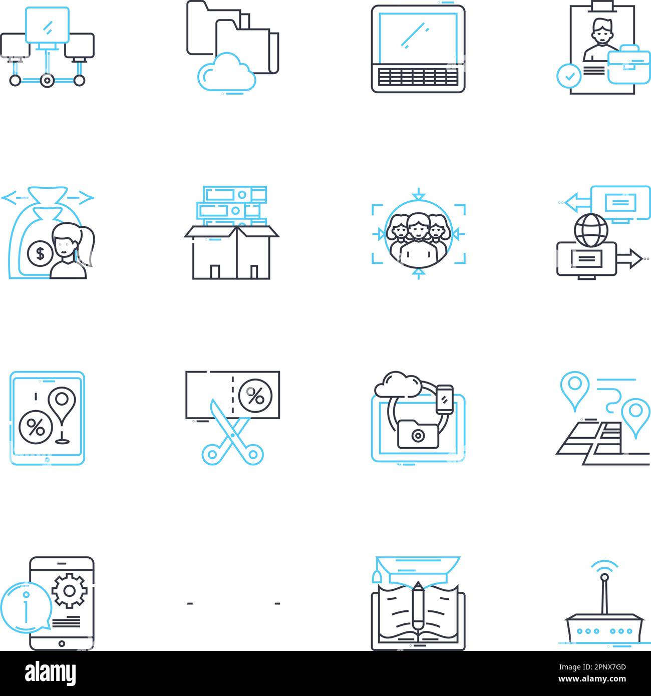Mobile journey linear icons set. Navigation, Optimization, Usability