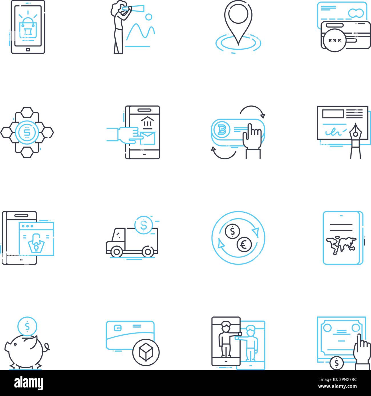 Internet lending linear icons set. Loan, Credit, Online, Financing ...