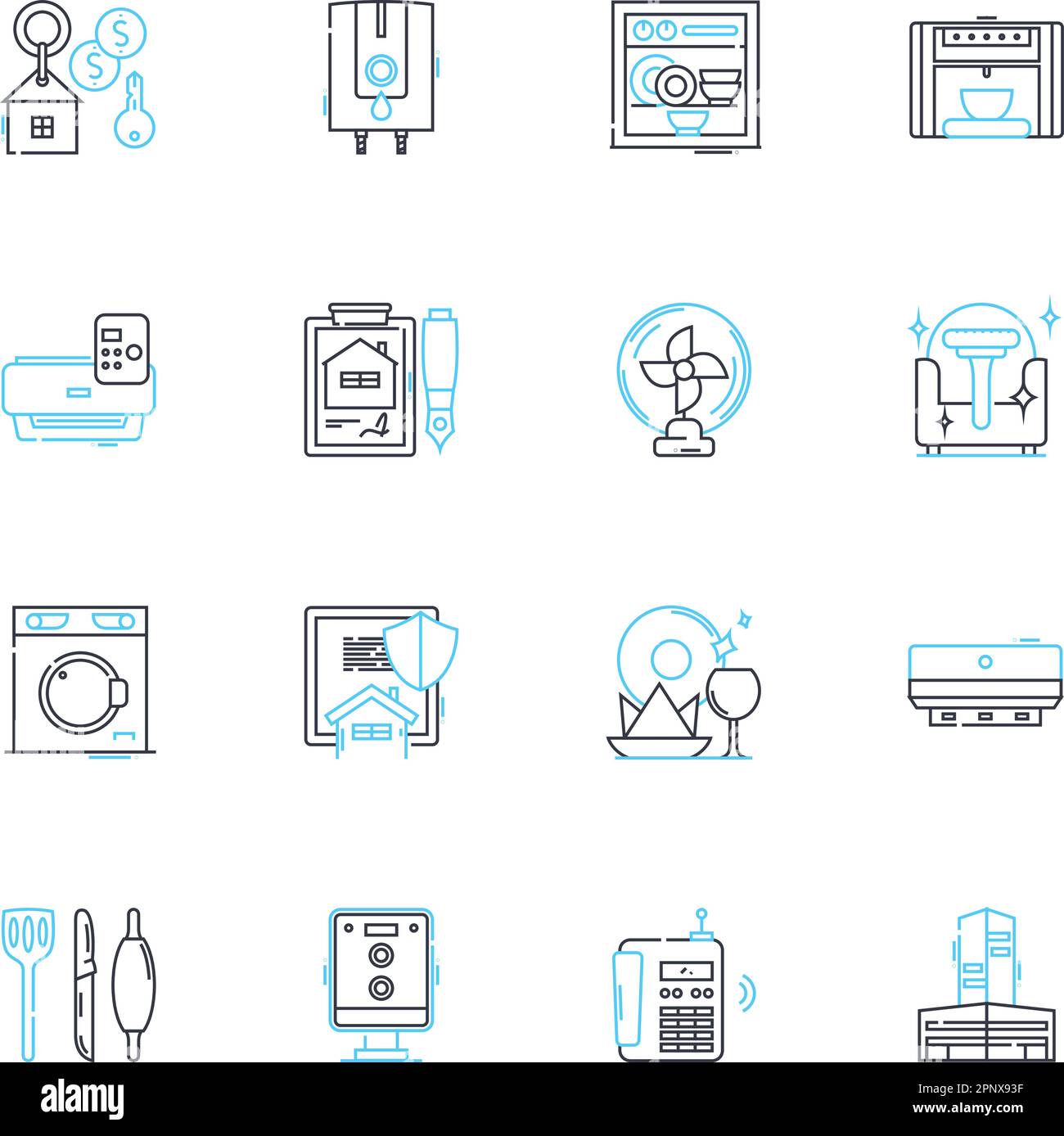 Accommodations market linear icons set. Hospitality, Lodging, Hotels, Resorts, Motels, Inns, Hostels line vector and concept signs. Vacation rentals Stock Vector