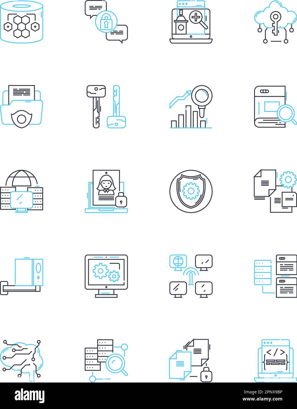 Digital Safeguards Linear Icons Set Encryption Firewall Password