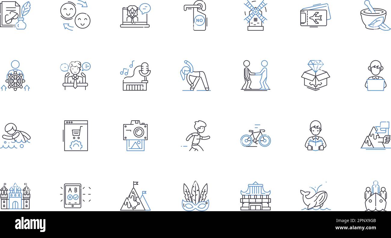 Adventure arranger line icons collection. Exploration, Planning, Travel ...