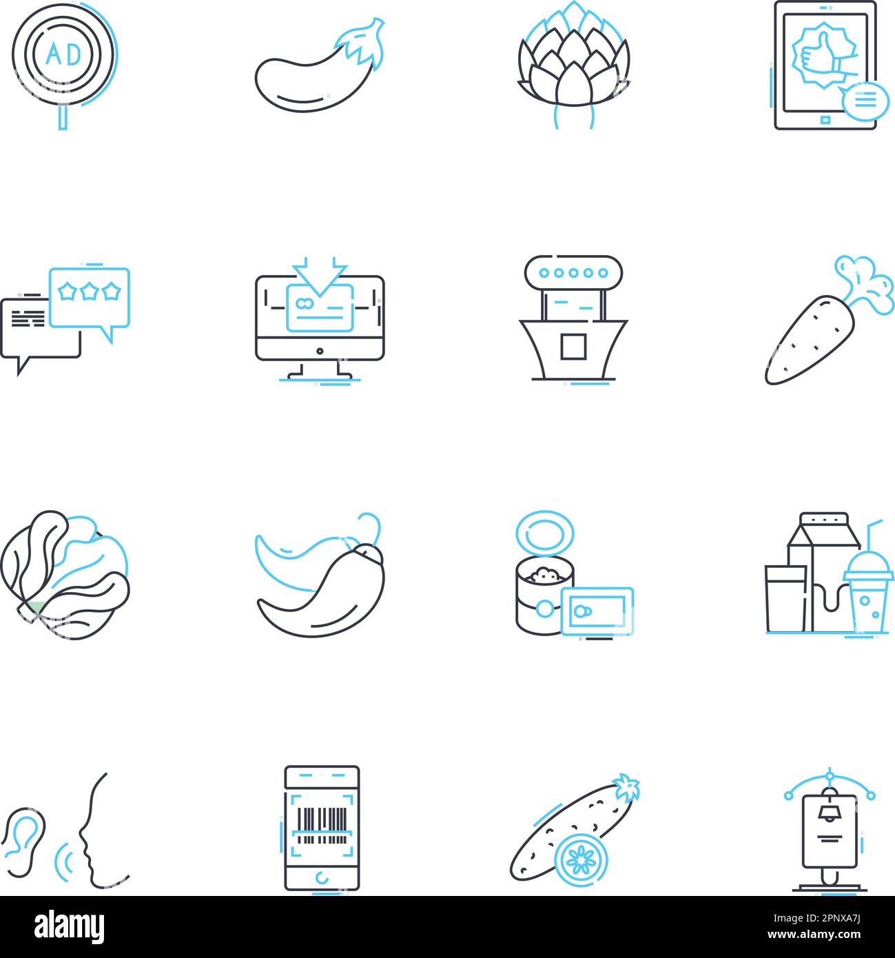 Household supplies linear icons set. Cleaning, Soap, Broom, Sponge, Detergent, Tissue, Paper towel line vector and concept signs. Trash bag Stock Vector