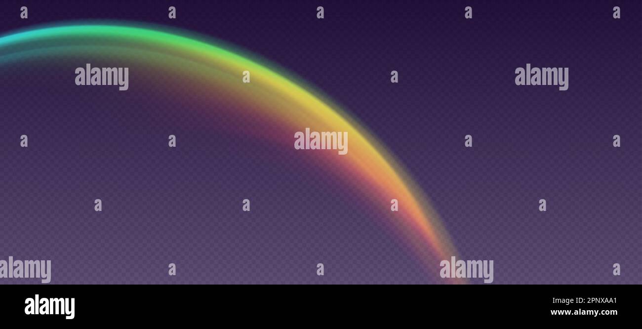 Rainbow refraction overlay, prism light effect, leak flare Stock Vector
