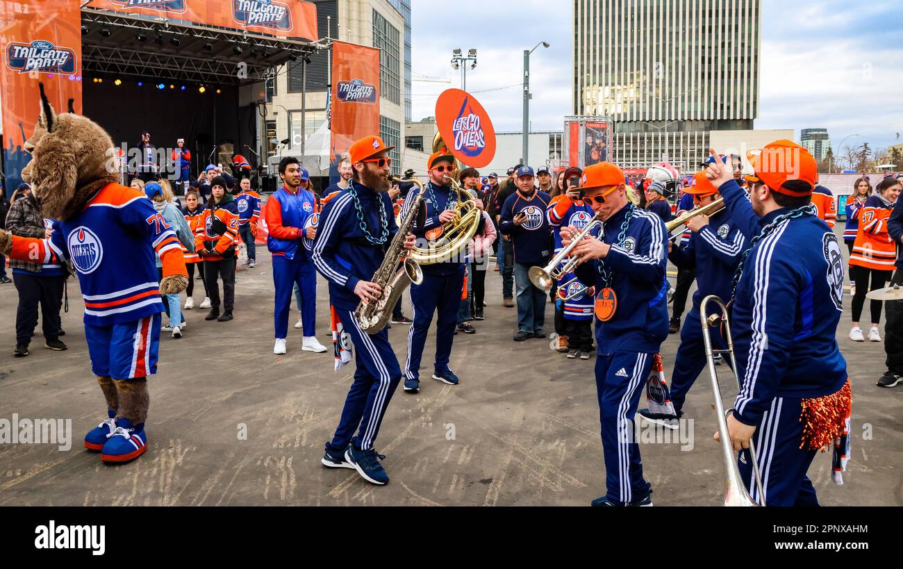 Edmonton, Canada. 19th Apr, 2023. The Edmonton Oilers Blue and Orange