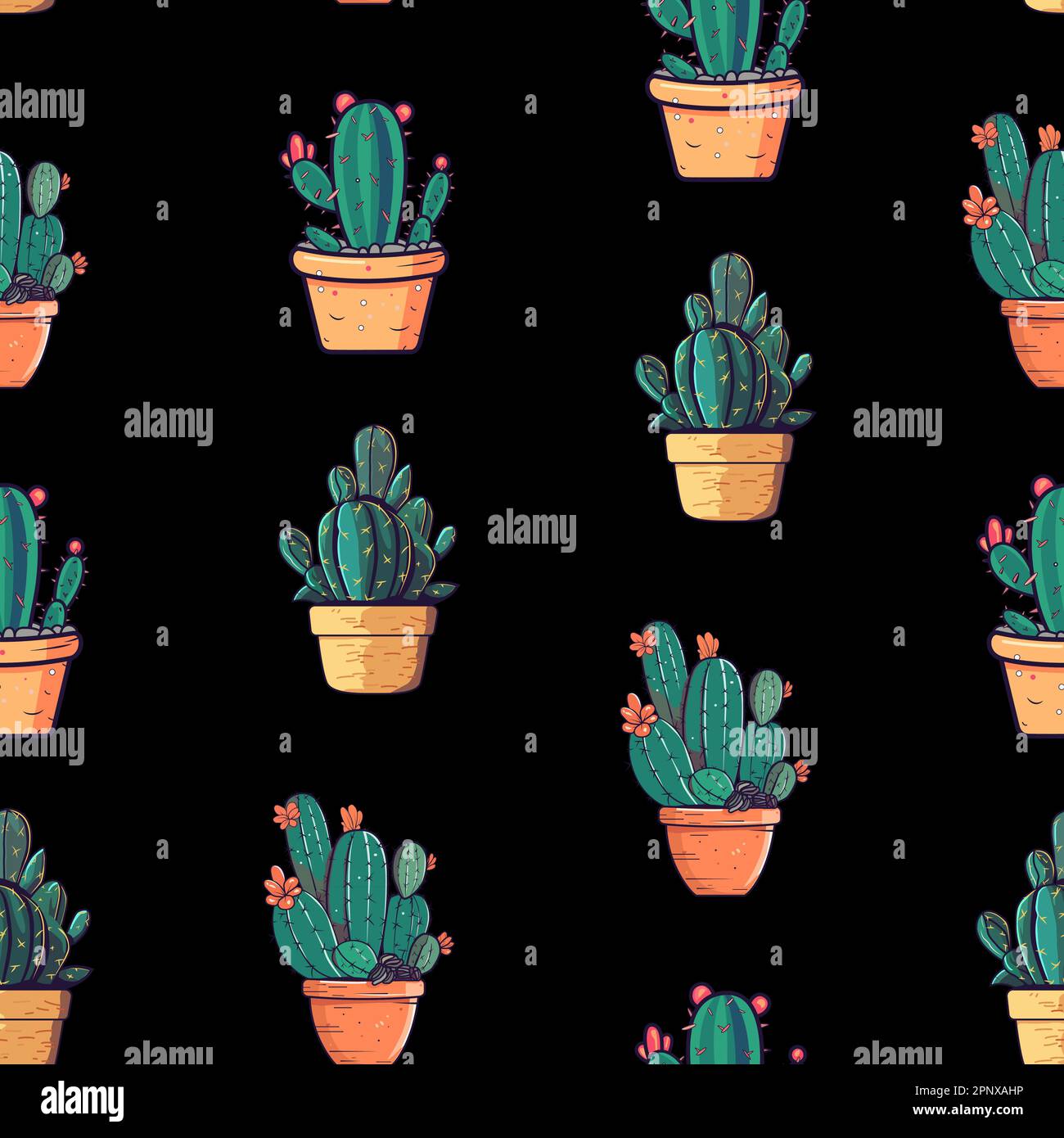 Cute cartoon cactus seamless pattern. Vector Illustration EPS10 Stock ...