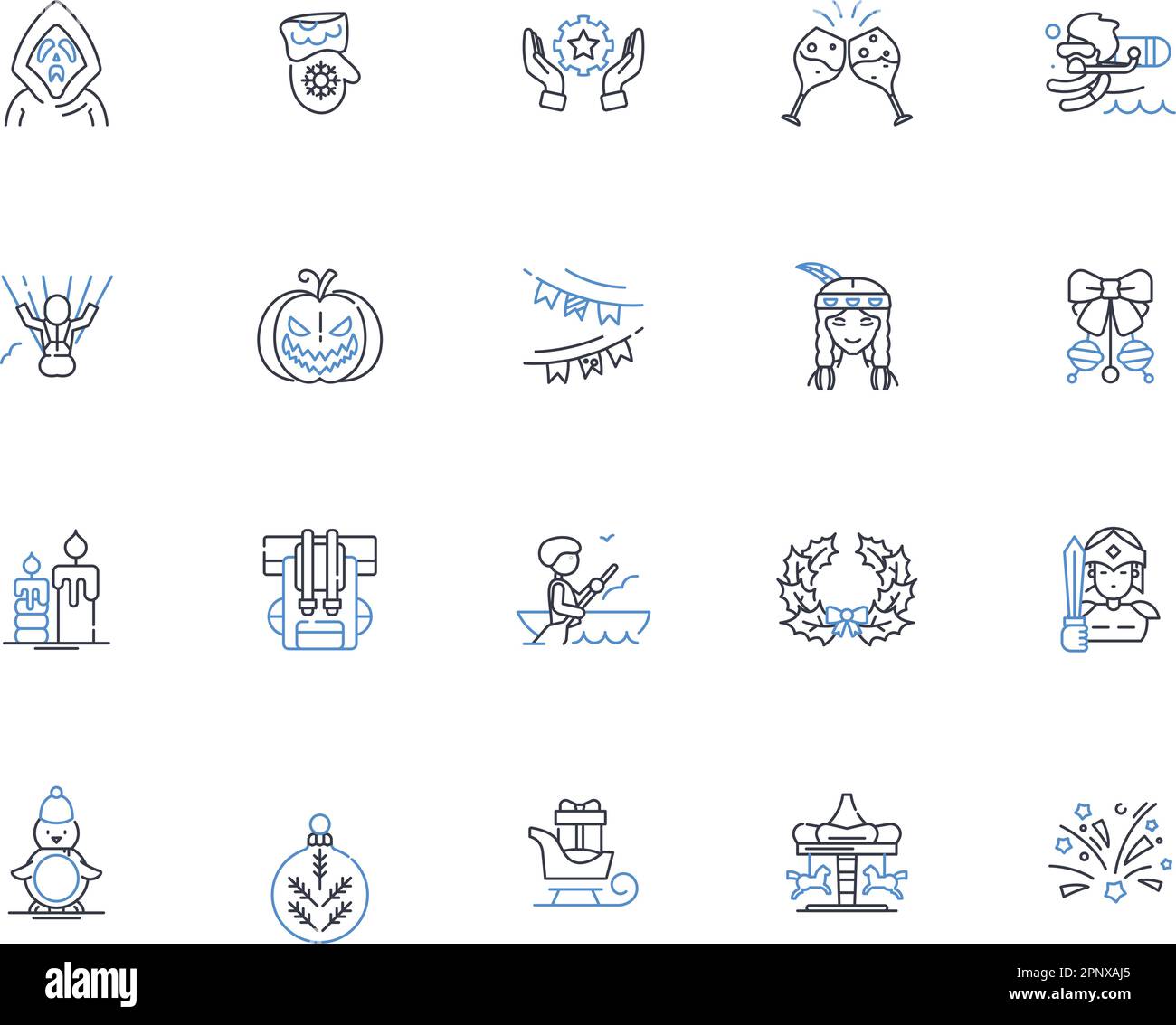Futuristic company line icons collection. Innovation, Artificial ...