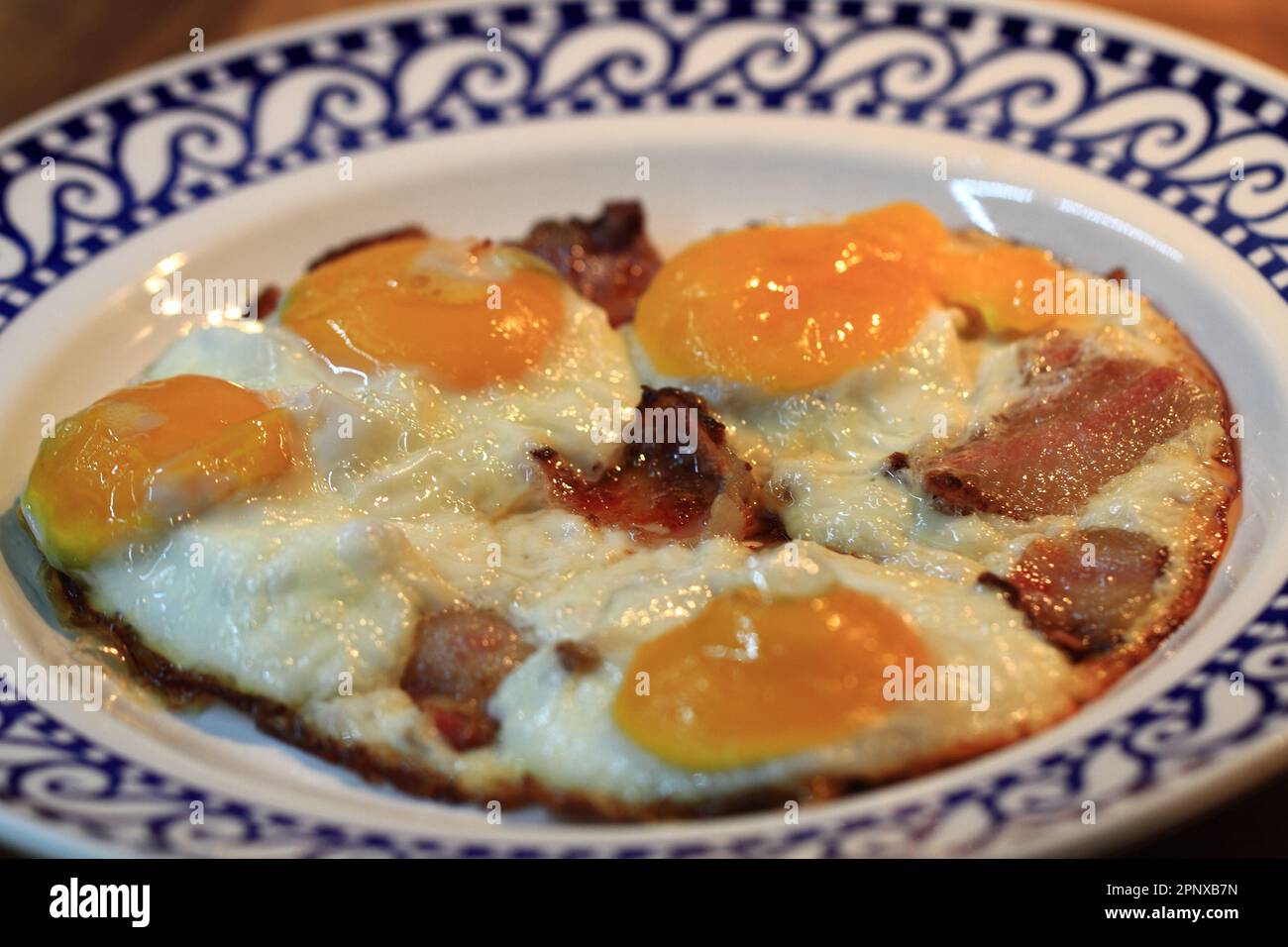 ham and eggs fried as gourmet breakfast Stock Photo - Alamy