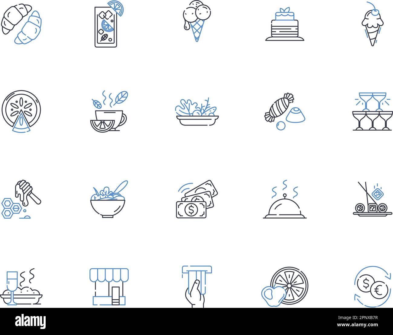 Lunchette line icons collection. Eatery, Bistro, Soups, Salads ...