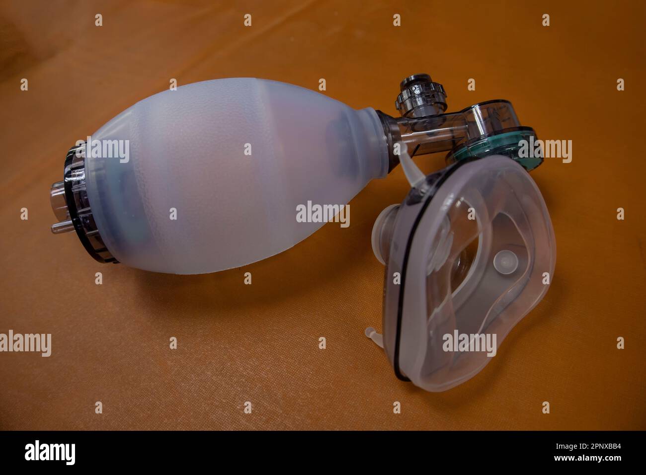 AMBU bag on blue medical cloth Stock Photo Alamy