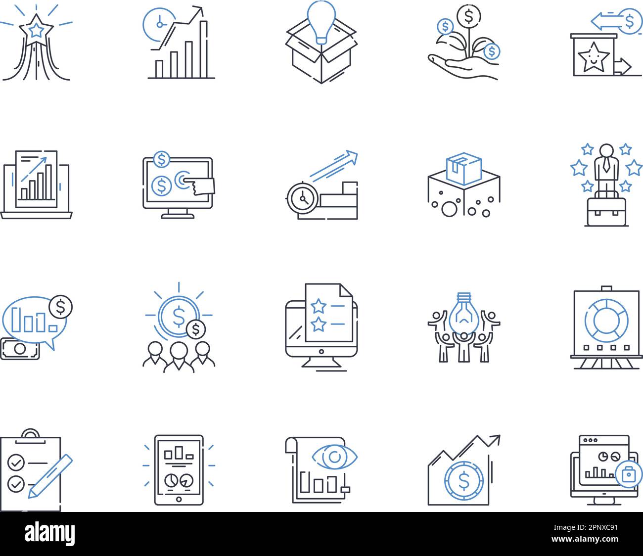 Trade assessment line icons collection. Evaluation, Analysis, Appraisal, Verification, Audit