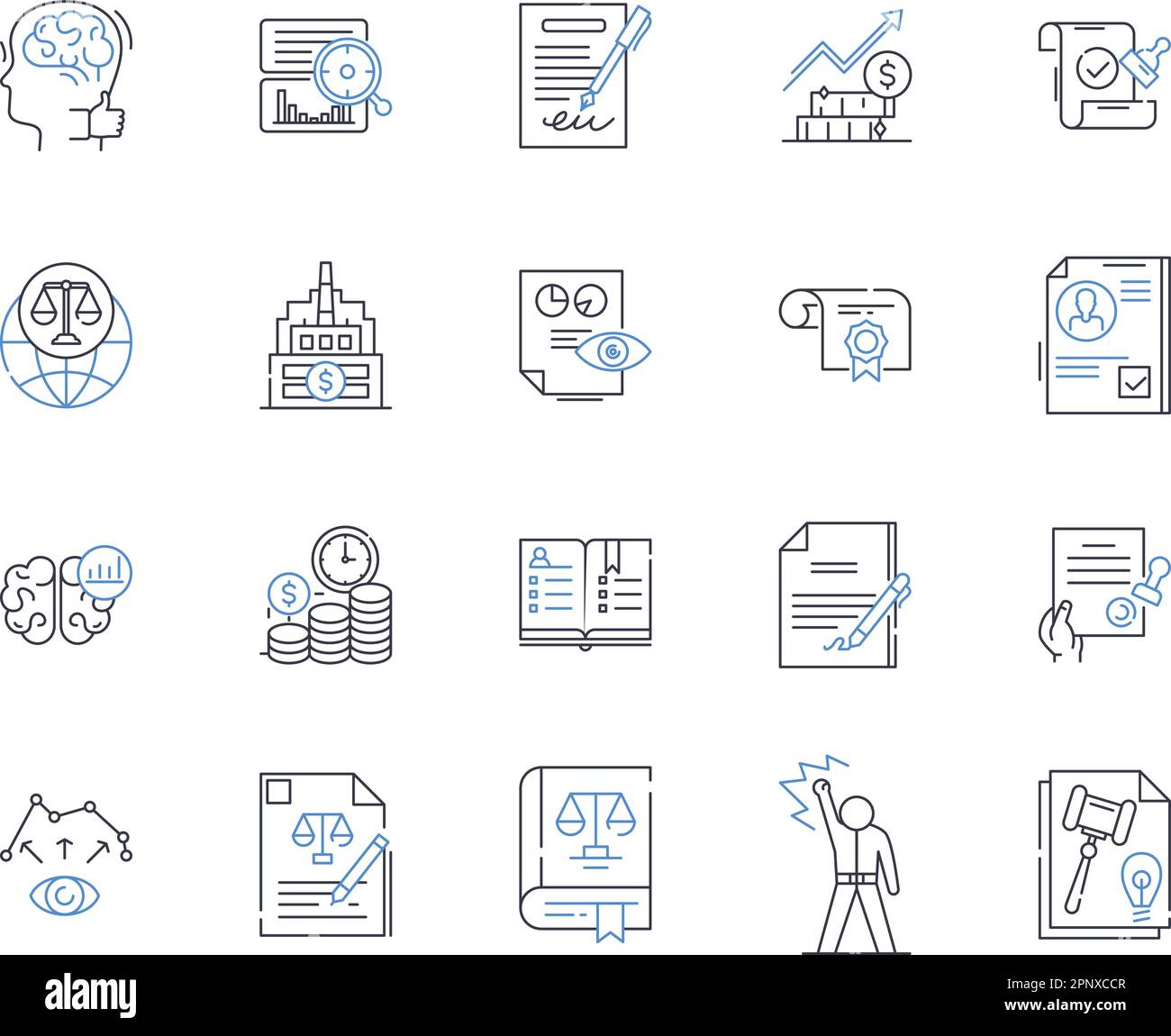 Taxation law line icons collection. Deductions, Credits, Exemptions, Income, Property, Estate, Business vector and linear illustration. Filing,Returns Stock Vector