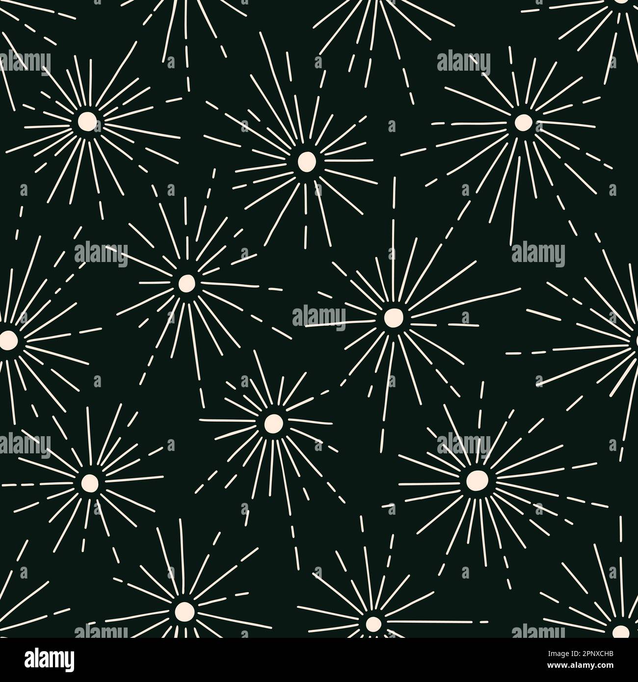 Hand Drawn Star and Fireworks Vector Seamless Pattern Stock Vector