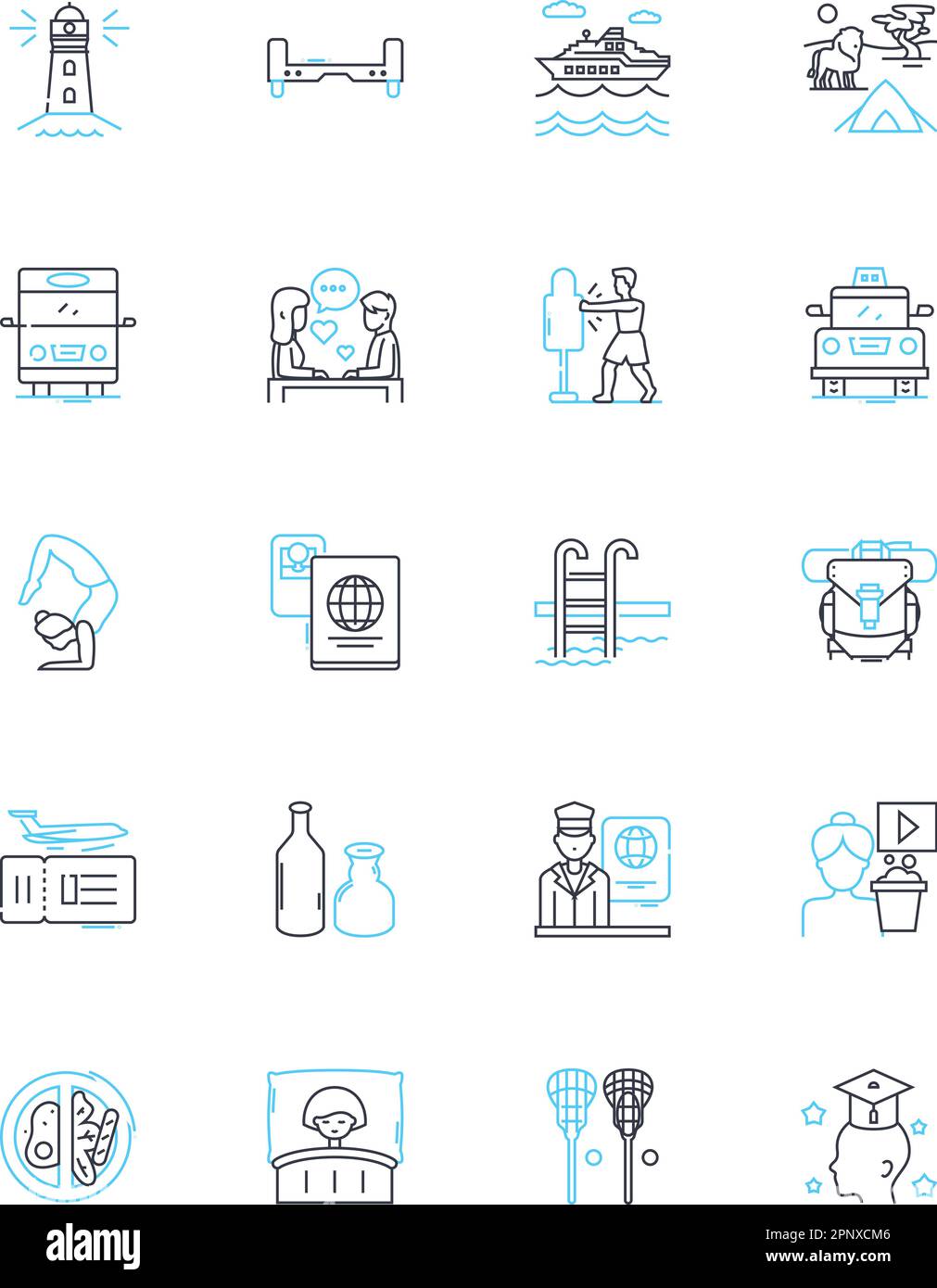 Serene state linear icons set. Tranquility, Peacefulness, Calmness ...