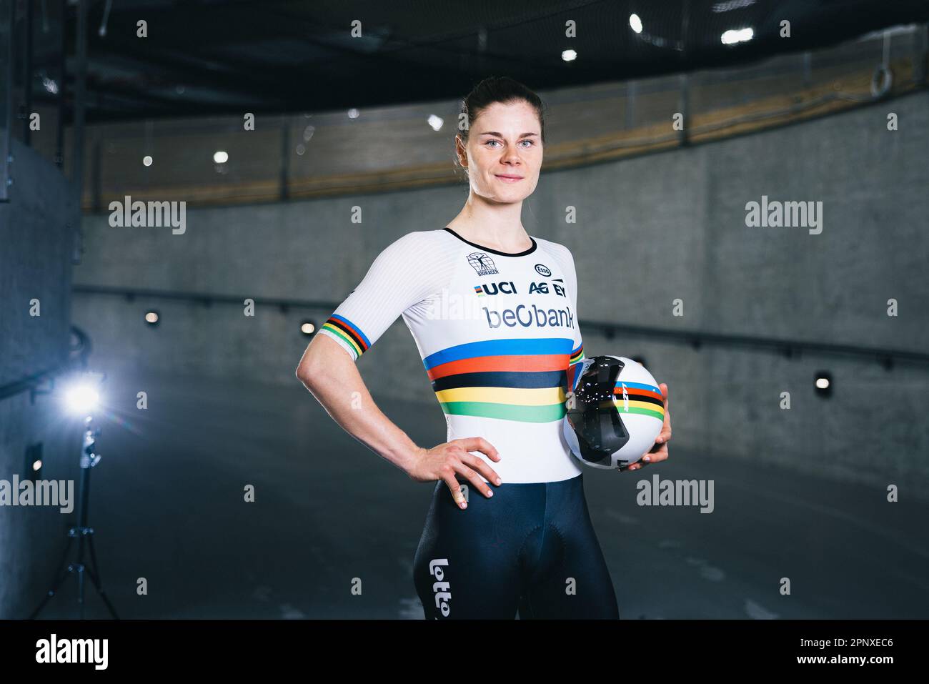 Picture by Alex Whitehead/SWpix.com - 20/04/2023 - Cycling - Tissot UCI Track Nations Cup, Round 3: Milton - Mattamy National Cycling Centre, Ontario, Canada - Lotte Kopecky of Belgium. Credit: Simon Wilkinson/Alamy Live News Stock Photo