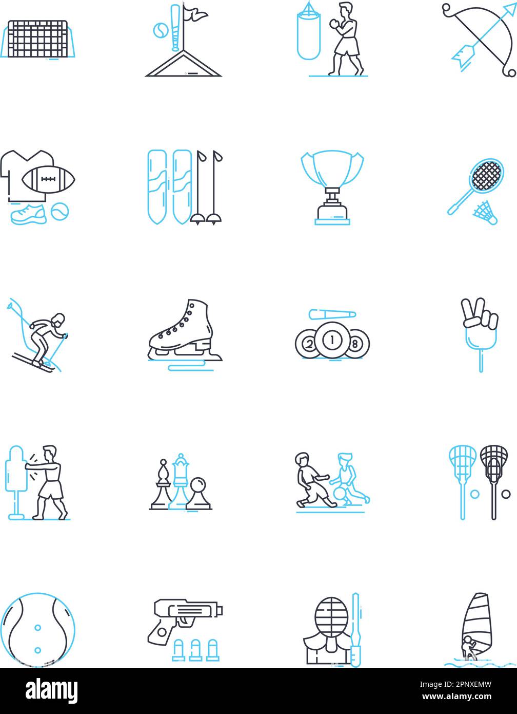 Track and field linear icons set. Sprint, Relay, Hurdle, Distance, Jump ...