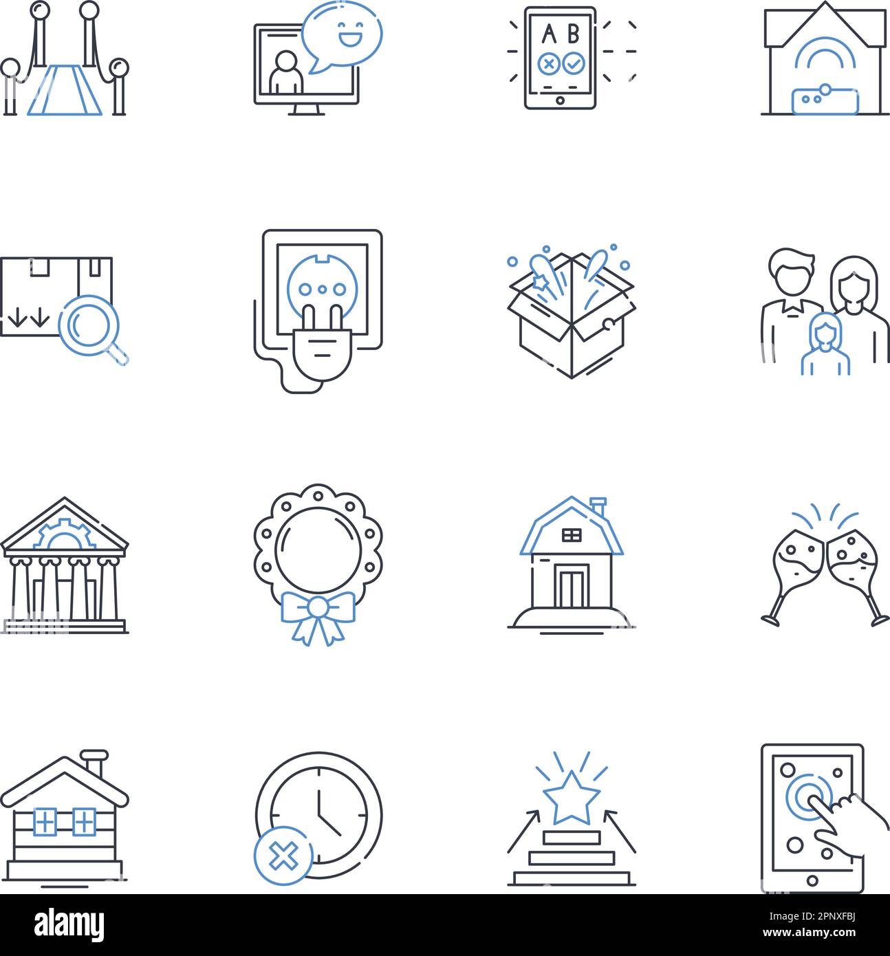 Public spaces line icons collection. Park, Square, Plaza, Promenade, Lawn, Courtyard, Street vector and linear illustration. Square,Garden,Playground Stock Vector