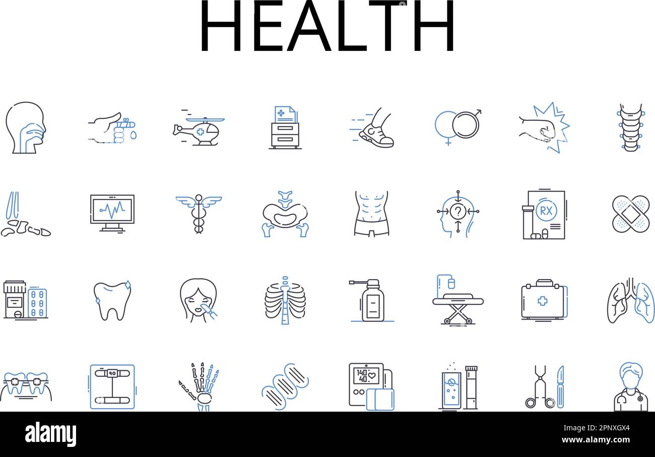 Health line icons collection. Fitness, Wellbeing, Vigor, Strength, Energy, Robustness, Vitality vector and linear illustration. Nutriment,Fitness Stock Vector