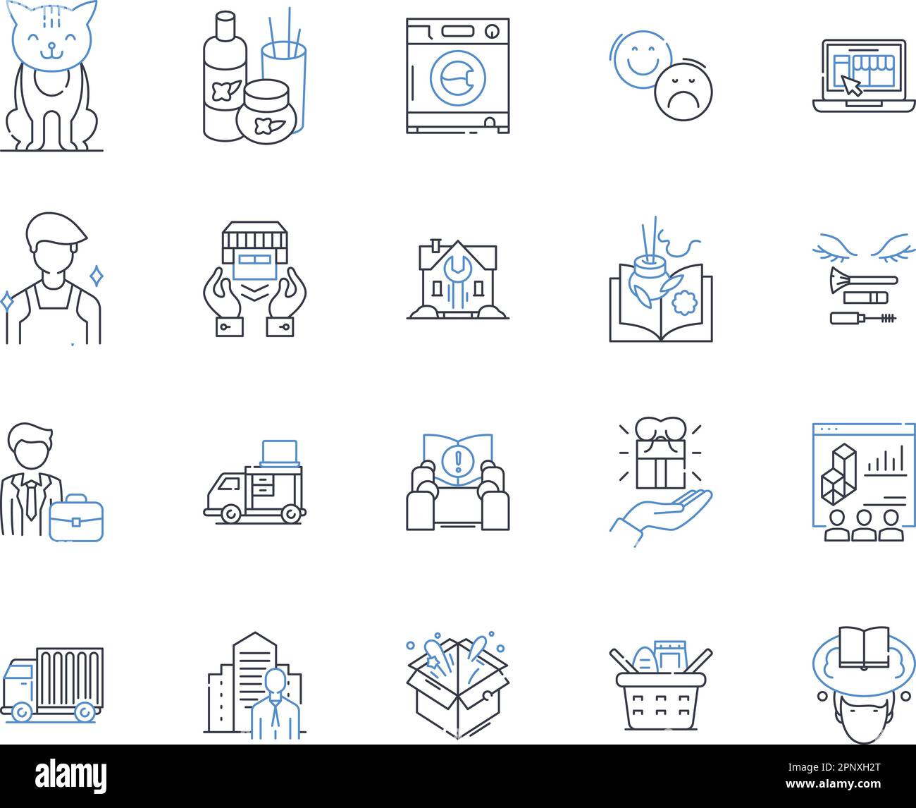 Conurbation line icons collection. Urbanization, Metropolis, Megacity, Congestion, Density, Population, Expansion vector and linear illustration Stock Vector