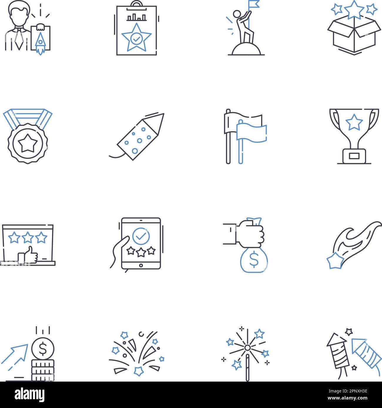 Successful and portfolio line icons collection. Accomplished, Winning 