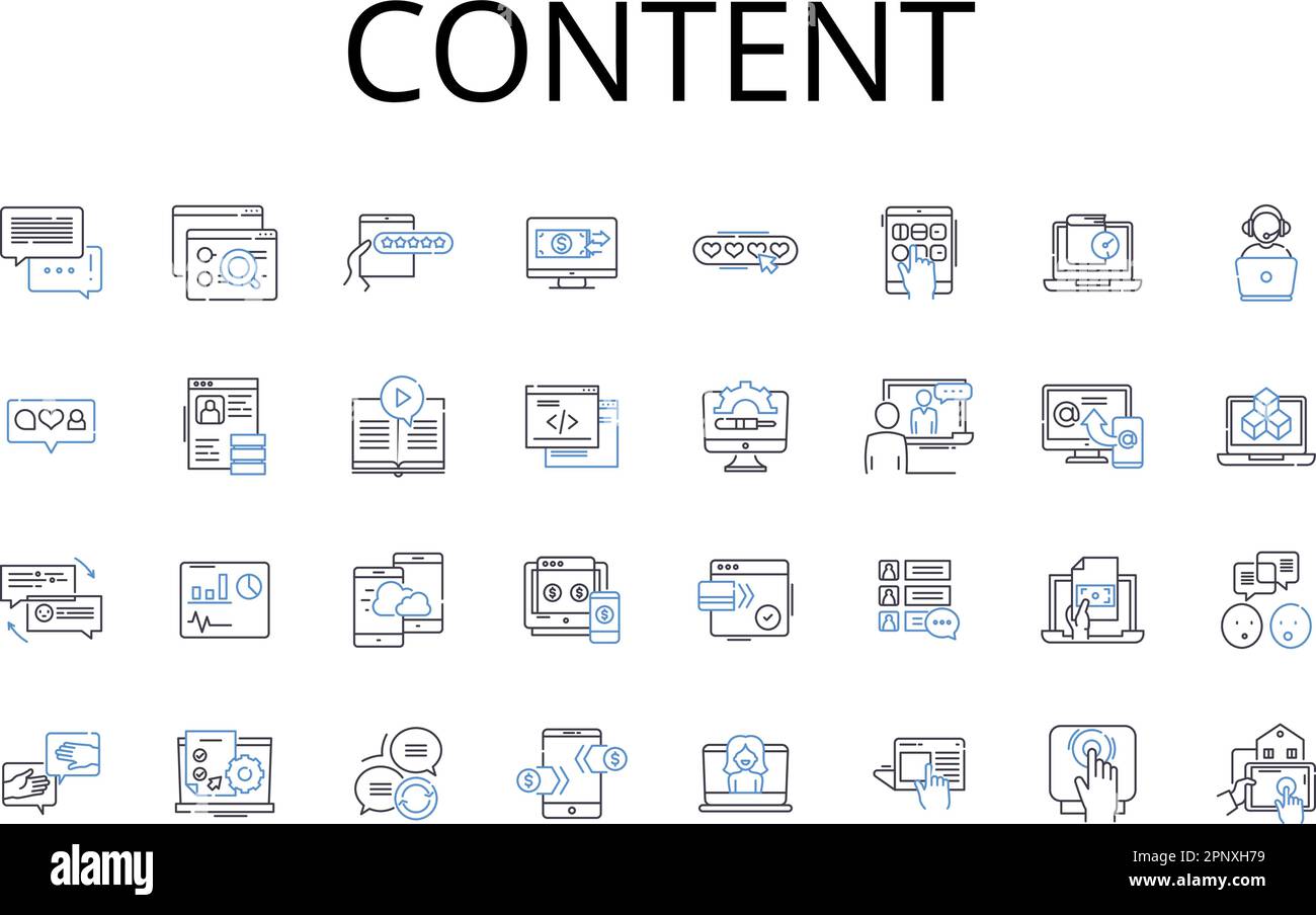 Content line icons collection. Substance, Material, Information ...