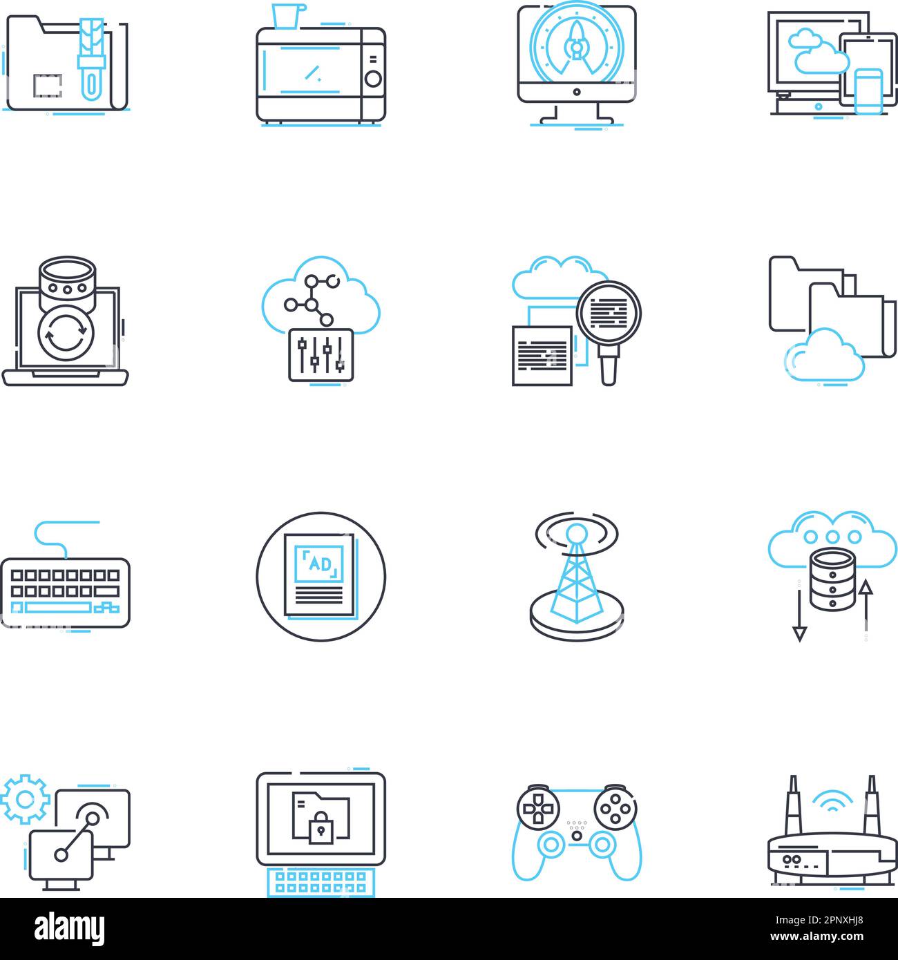 Digital footprint linear icons set. Traceability, Privacy, Reputation