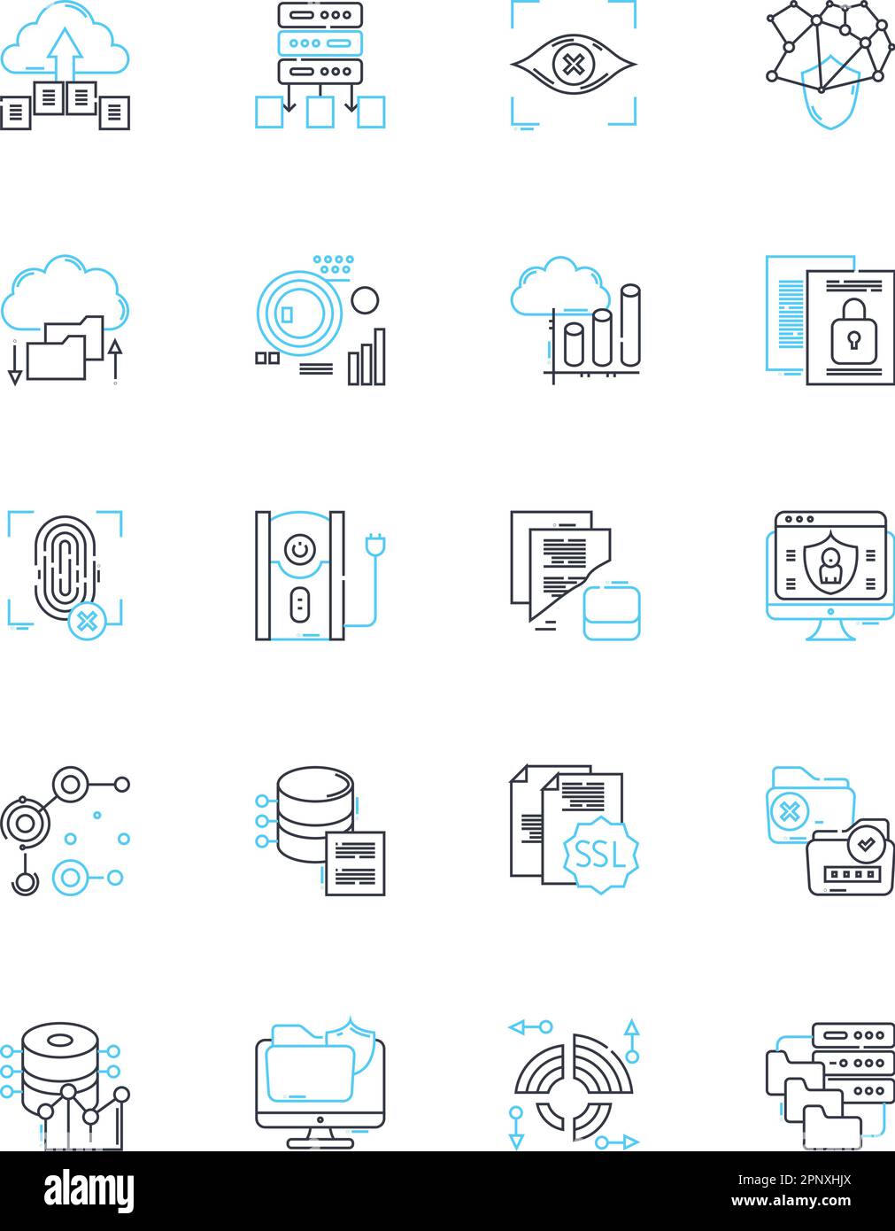 Investment portfolio linear icons set. Diversification, Allocation ...