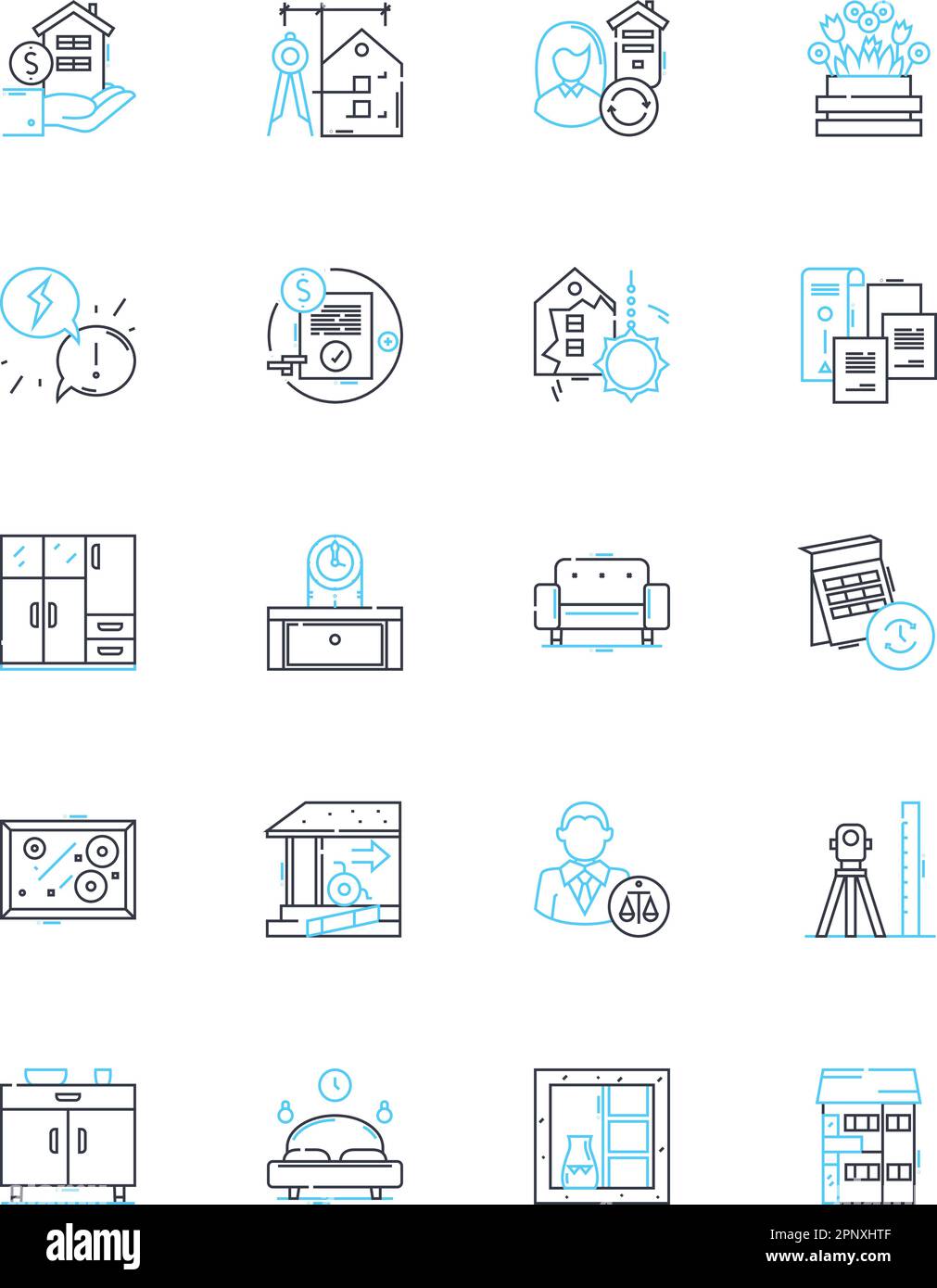 Domestic design industry linear icons set. Furniture, Textiles, Fabrics ...