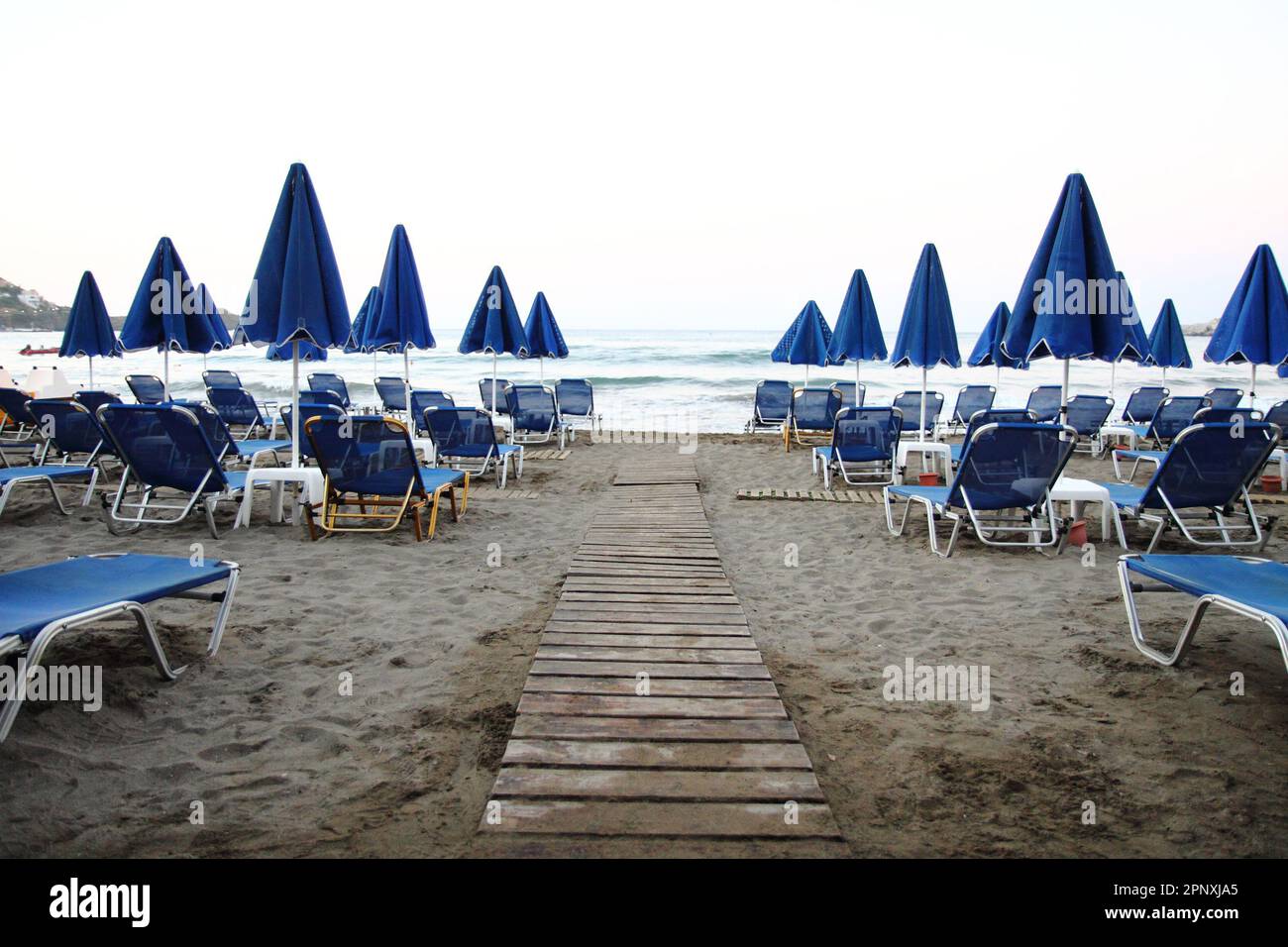 greece beach umbrella from the crete island Stock Photo Alamy