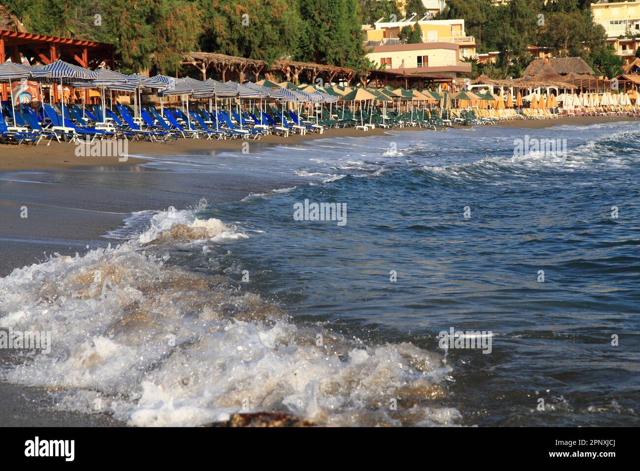 greece beach umbrella from the crete island Stock Photo Alamy