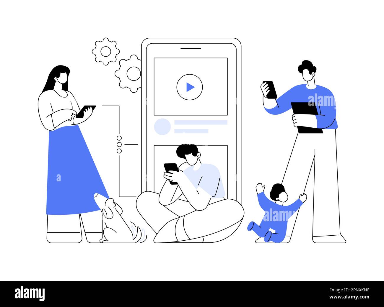 Screen addiction abstract concept vector illustration Stock Vector