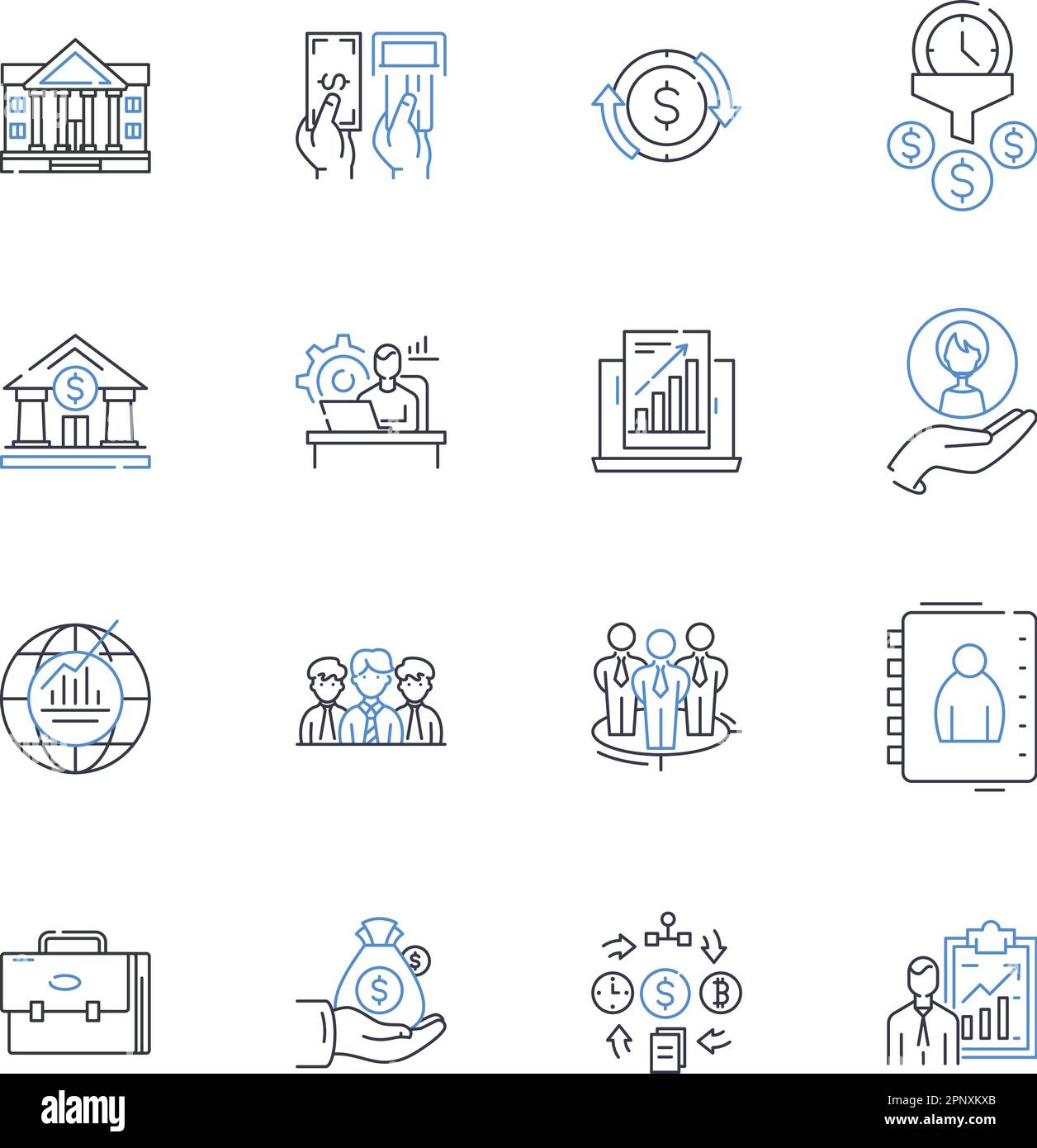 Credit analysis line icons collection. Credirthiness, Financials, Credit score, Risk, Debts, Credit limit, Interest rate vector and linear Stock Vector