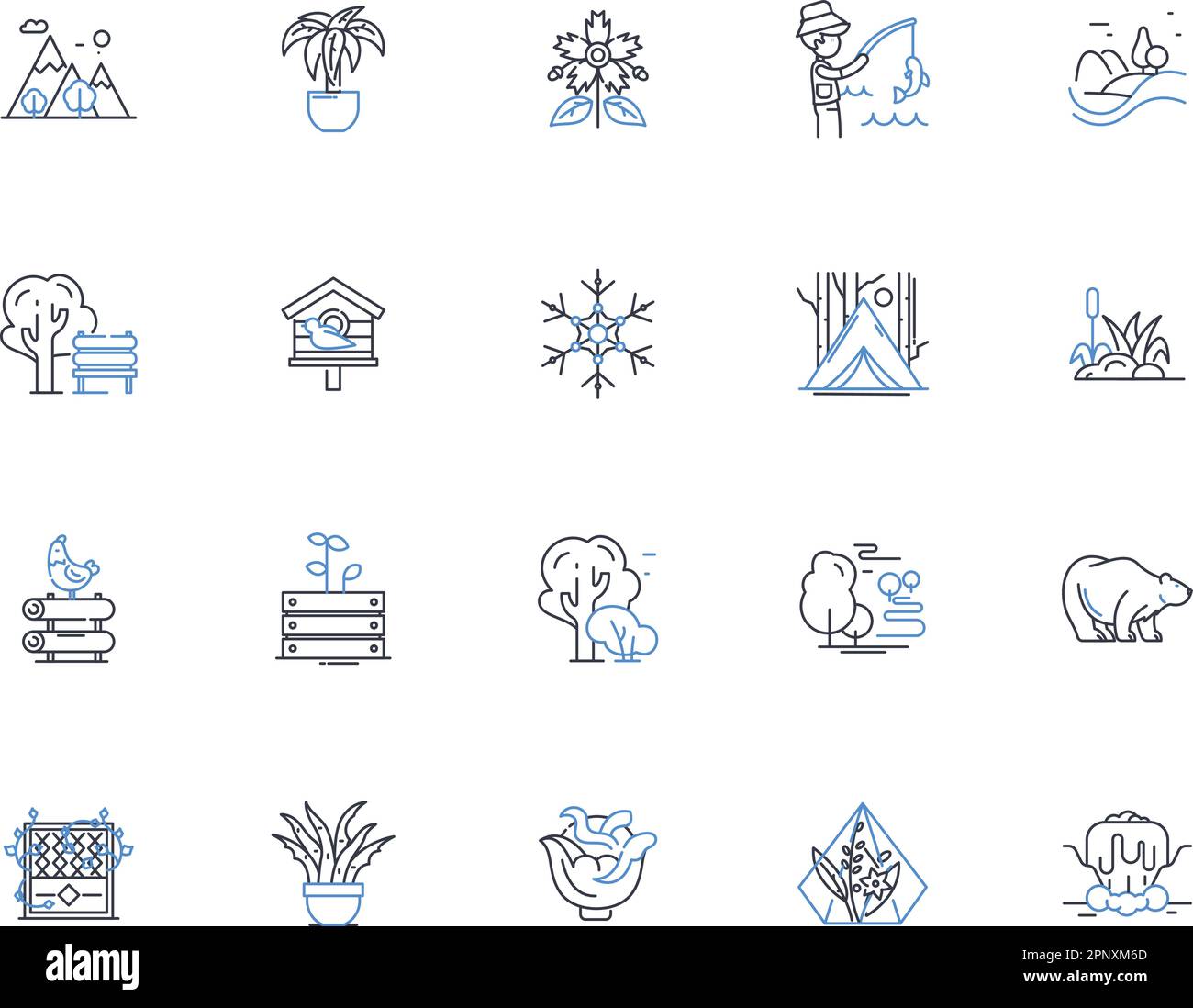 Ecosystem line icons collection. Biodiversity, Habitat, Sustainability, Keyst, Interdependence, Balance, Interconnectedness vector and linear Stock Vector