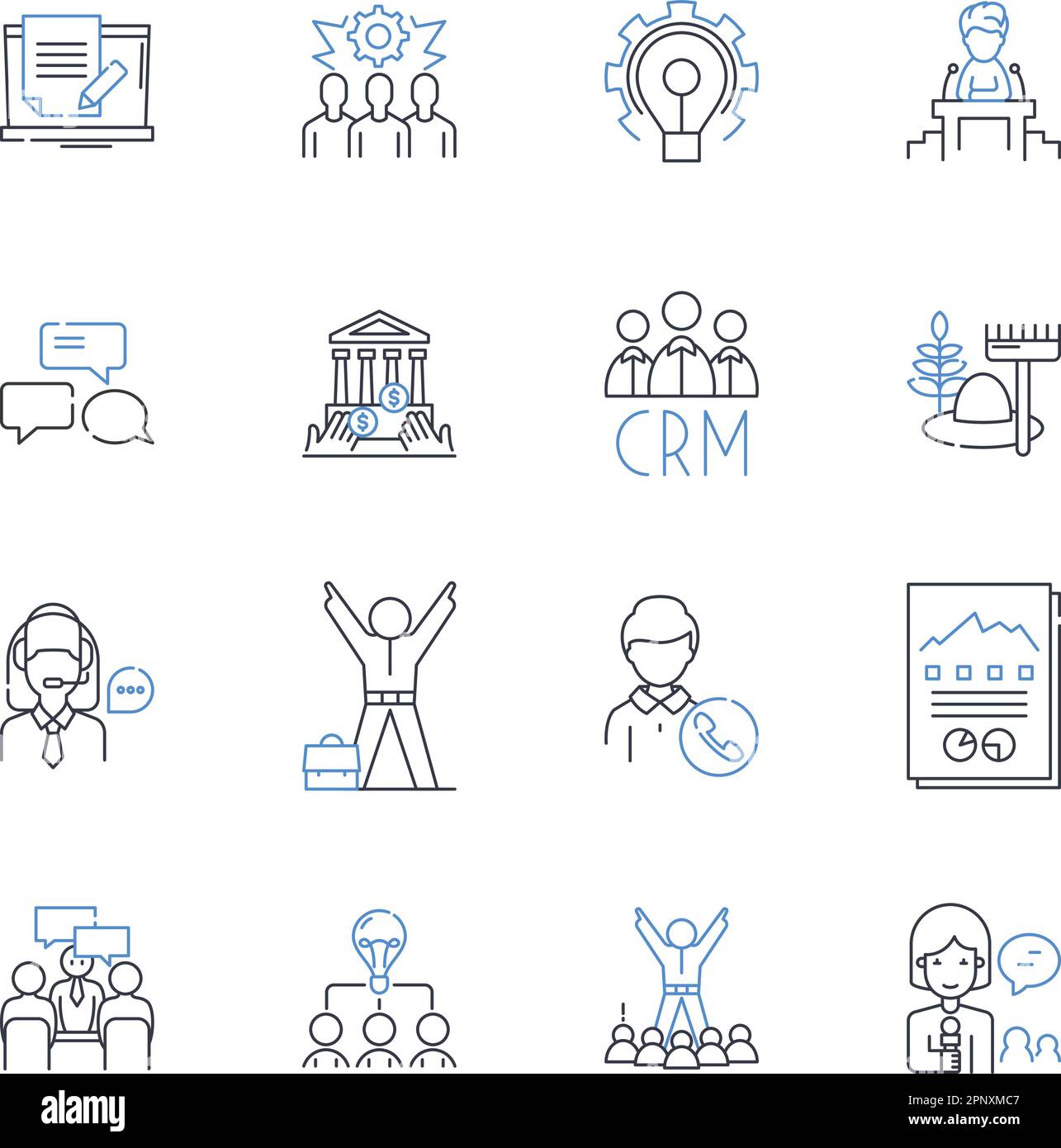 Workforce efficiency line icons collection. Productivity, Optimization, Streamlining, Rationalization, Effectiveness, Efficiency, Performance vector Stock Vector