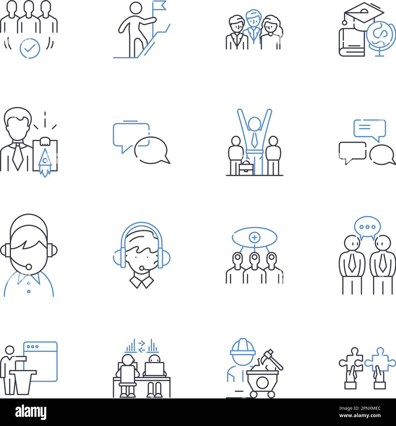Labor profession line icons collection. Carpenter, Welder, Electrician ...