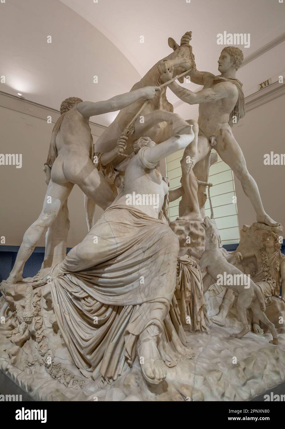 Naples, Italy April 20, 2023 The Farnese bull sculpture in National