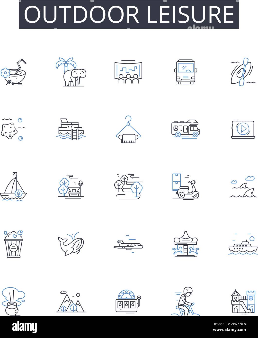 Outdoor leisure line icons collection. Innovations, Strategies, Answers ...