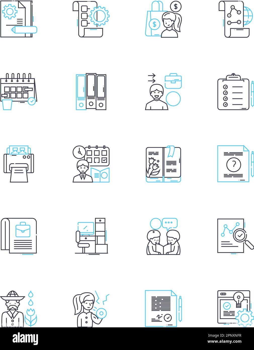 Diary linear icons set. Journal, Notebook, Memoir, Record, Reflection, Musings, Thoughts line