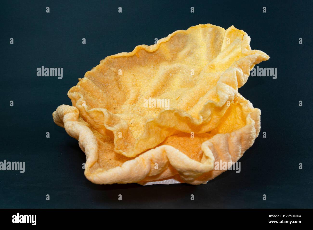 Deep fried Khichiya Papad, Traditional Indian Snacks onblack Background. Stock Photo