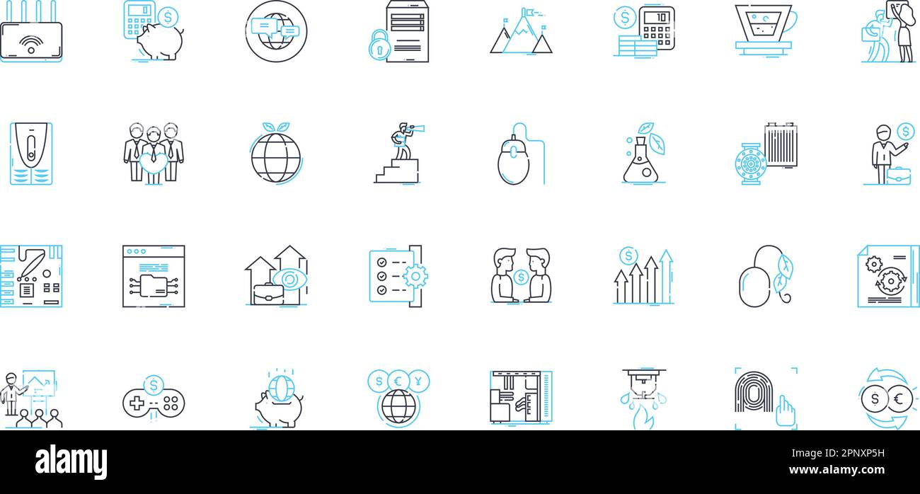 Electronic marketplace linear icons set. eCommerce, Digital, Online, Platform, Marketplace, Sales, Transactions line vector and concept signs. Vendors Stock Vector