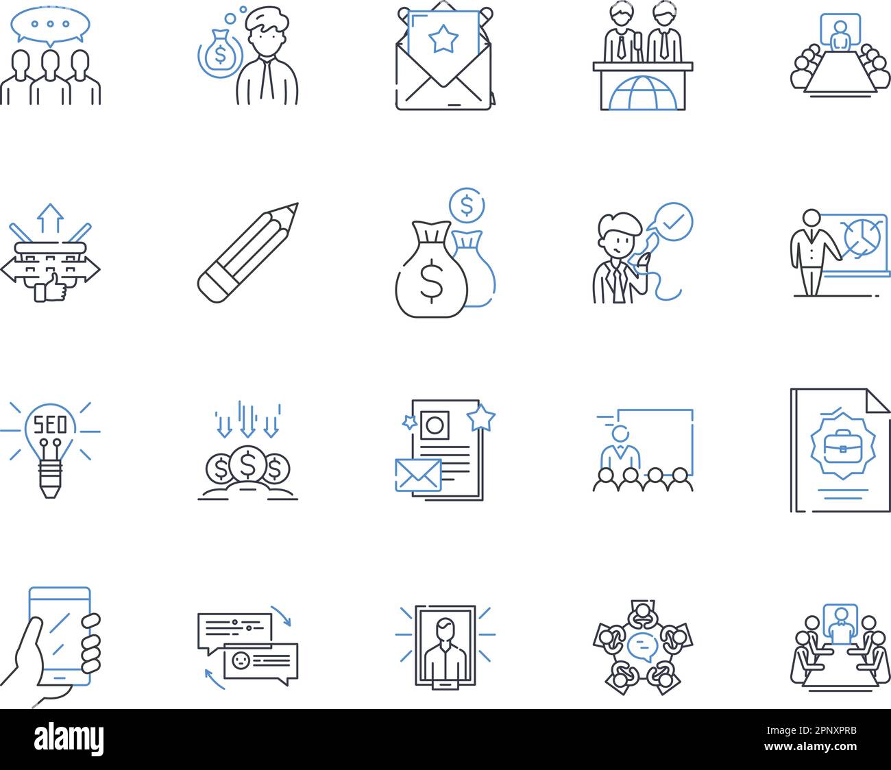 Email marketing line icons collection. Campaign, Newsletter, Subscribers, Segmentation, Automation, Personalization, Click-through vector and linear Stock Vector