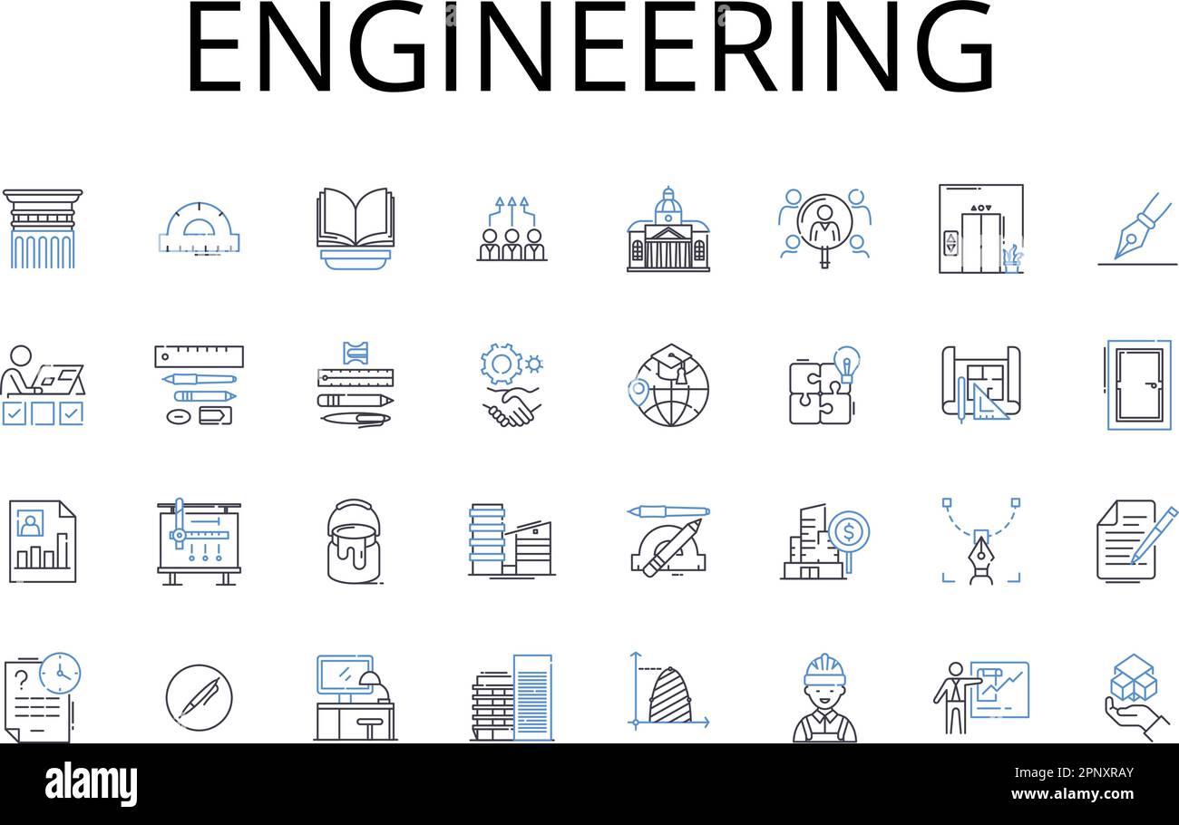 Engineering line icons collection. Design, Construction, Development