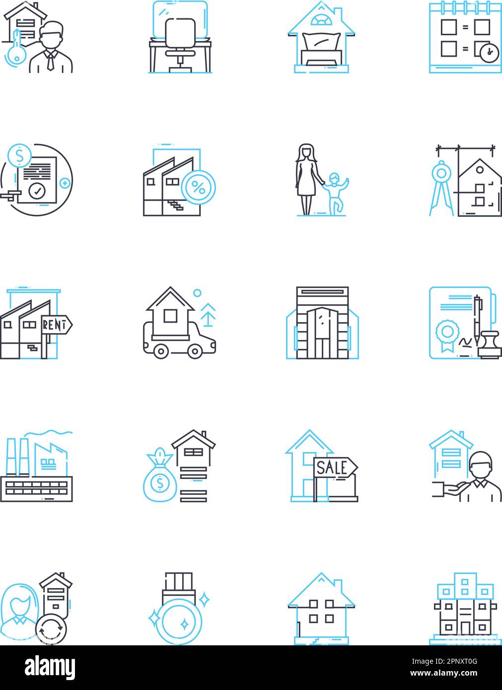 Retail territory linear icons set. Sales, Merchandise, Inventory ...