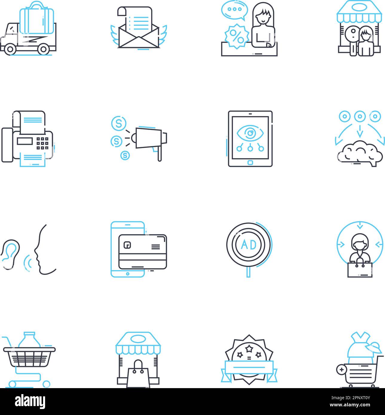 Economy publicity linear icons set. Recession, Inflation, Stockmarket, Exchange, Fiscal, Deflation, Tariff line vector and concept signs. Trade,GDP Stock Vector
