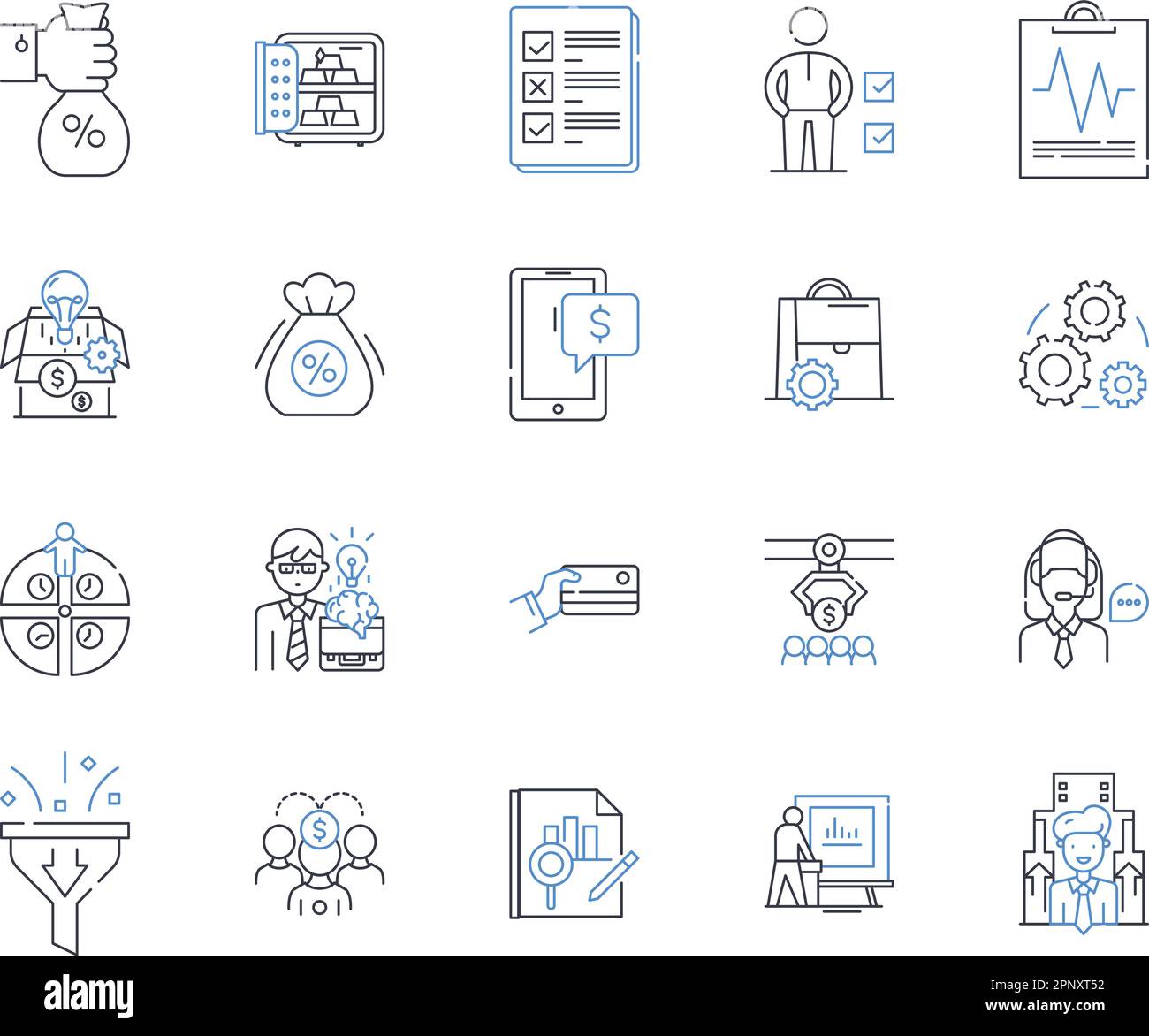 Financial analysis line icons collection. Profitability, Liquidity ...
