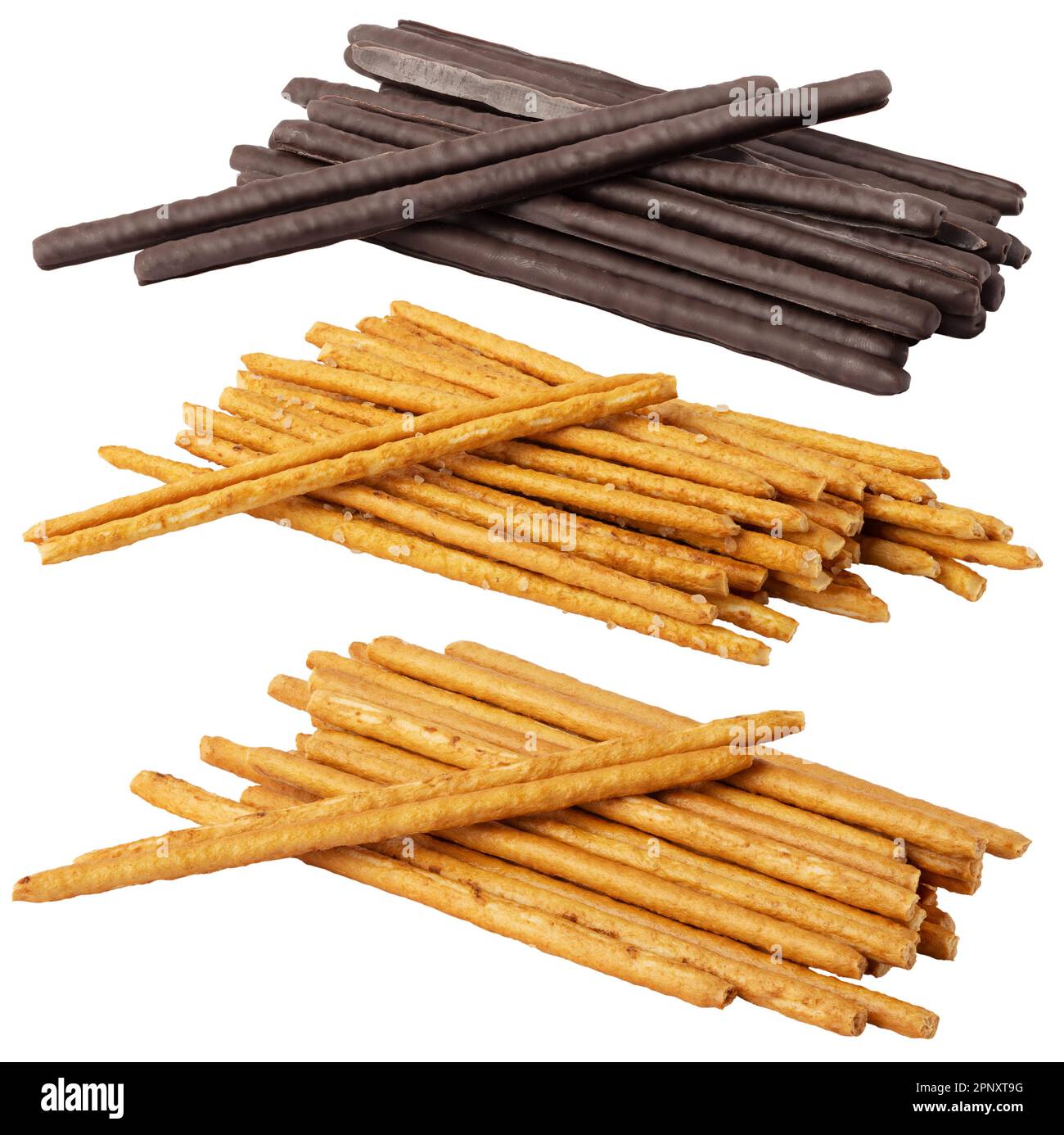 Collection of delicious bread sticks. Sugar bread sticks, with