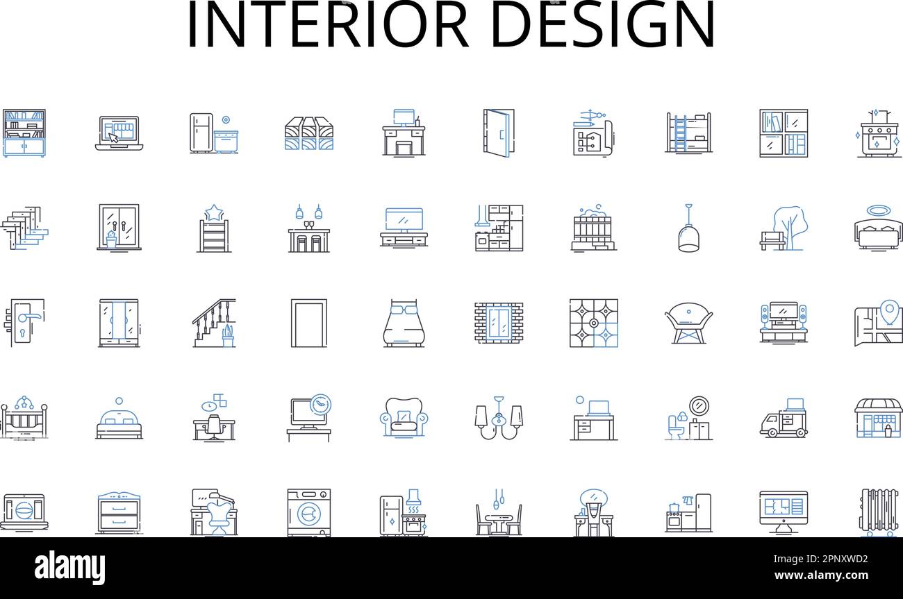 Interior design line icons collection. Shopping, Retail, Online