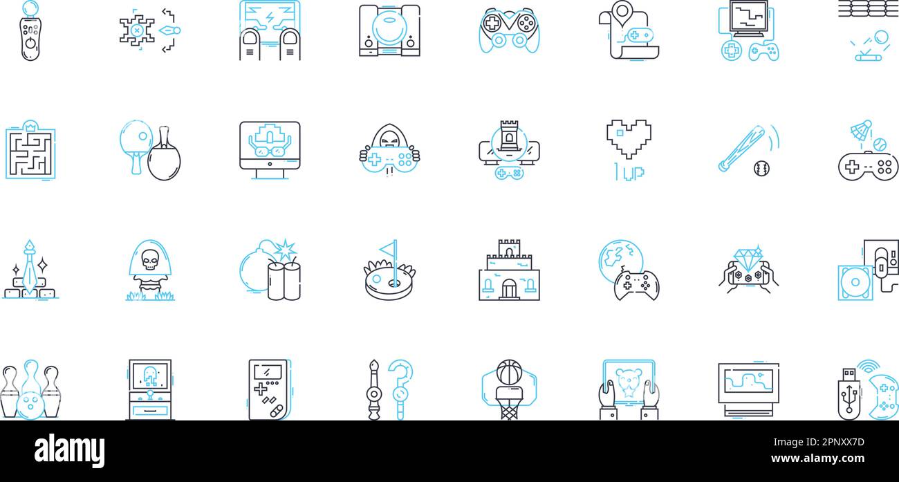 Fun linear icons set. Amusing, Entertaining, Lively, Joyful ...