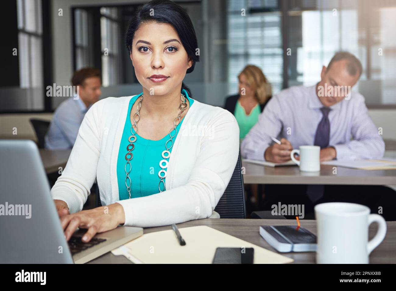 I take pride in the work that I do. Portrait of a businesswoman using a ...