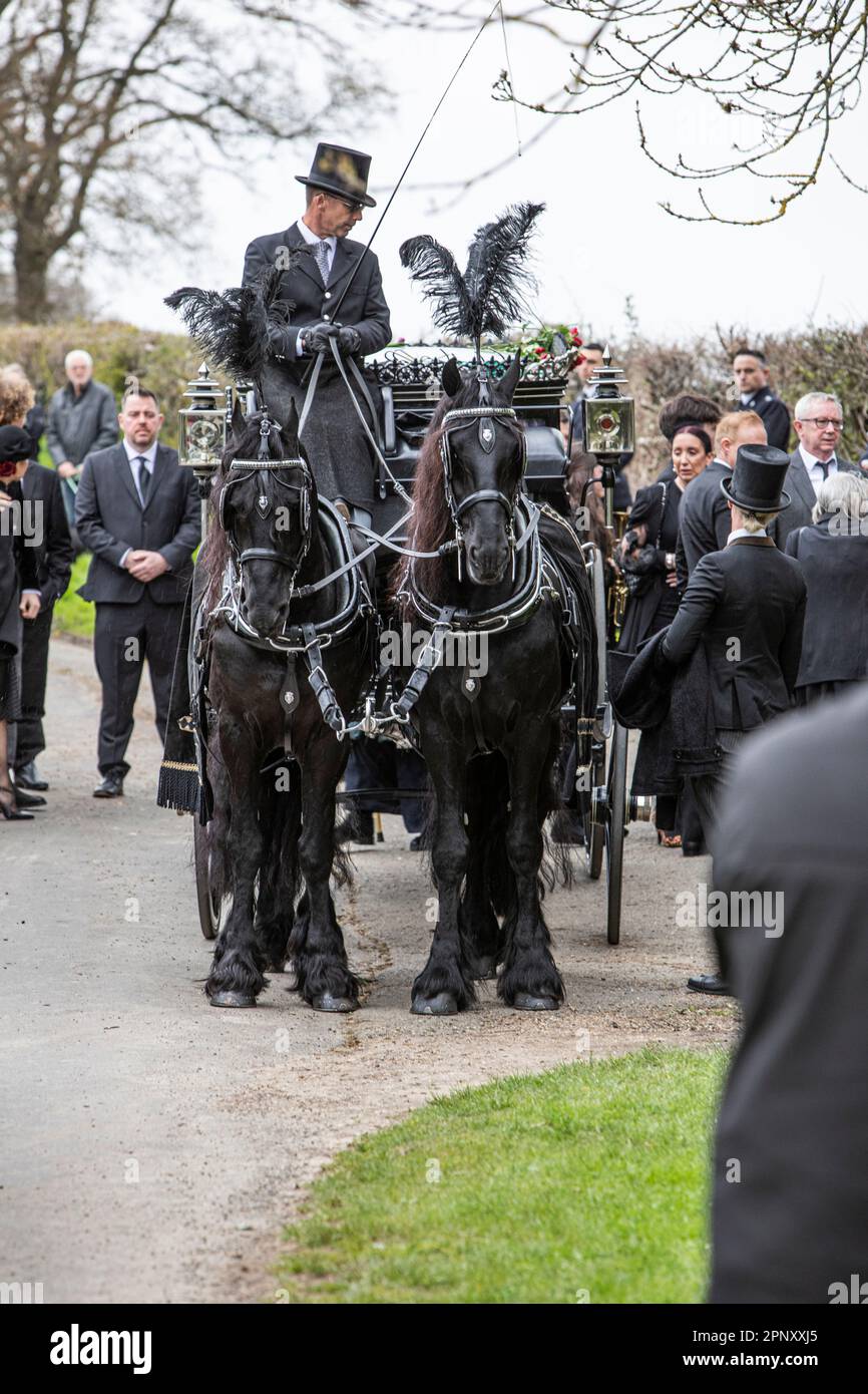 Kent, UK. April 20, 2023. The funeral of Paul O'Grady takes place in Aldington Village, Kent. Credit:David Hare/Alamy Live News Stock Photo